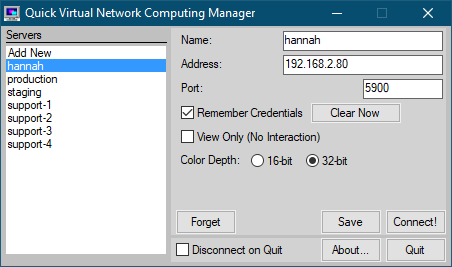 Quick Virtual Network Computing Manager